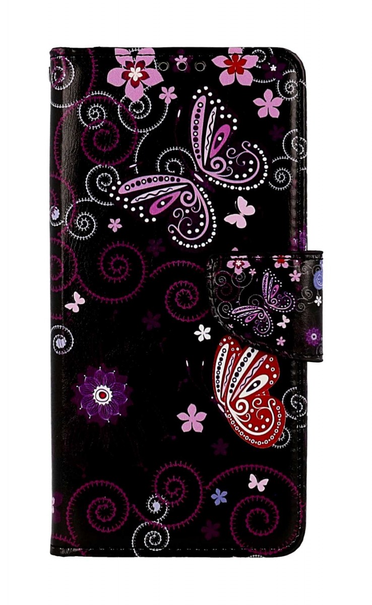 Knížkové pouzdro TopQ Design na mobil Xiaomi Redmi Note 13 Pro Fialoví motýlci černý