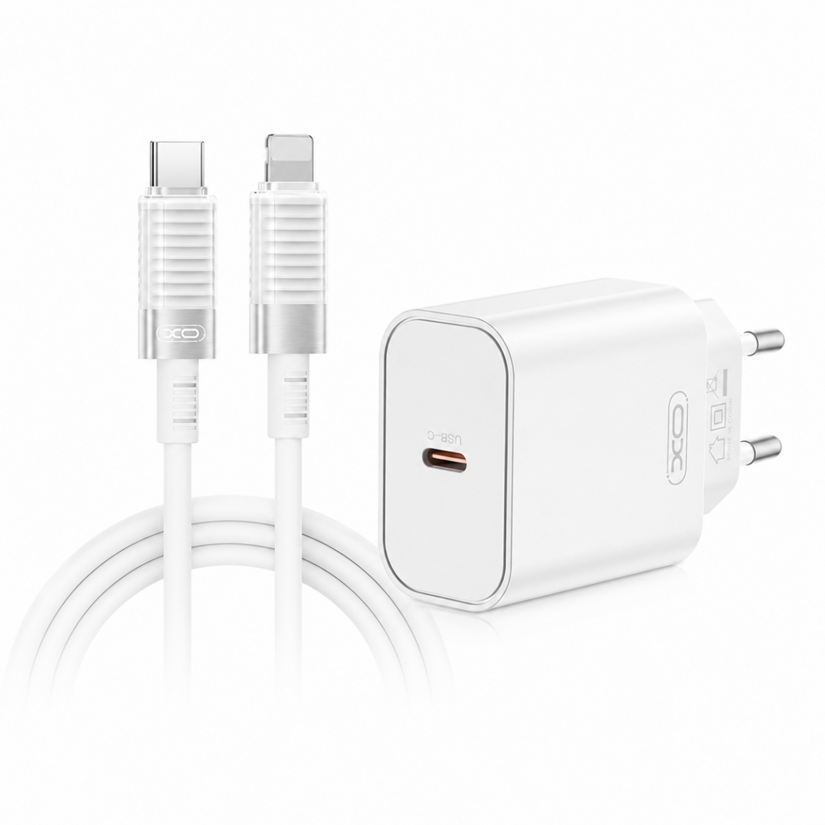 Rychlonabíječka XO L77 pro iPhone včetně Lightning kabelu 20W bílá
