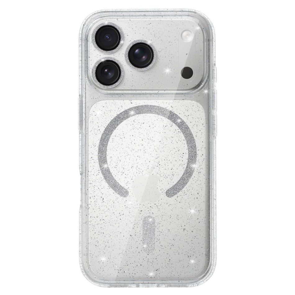 Zadní kryt Glitter Magsafe pro iPhone 17 Pro transparent