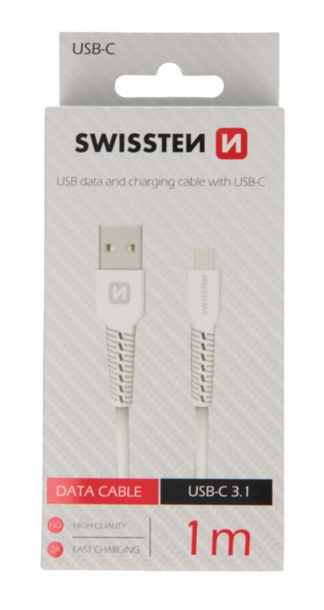 Datový kabel swissten usb / usb-c 1,0 m bílý