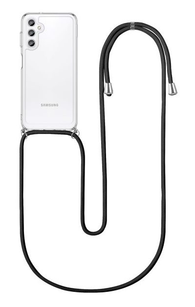 Zadní kryt TopQ na mobil Samsung A14 5G s černou šňůrkou průhledný
