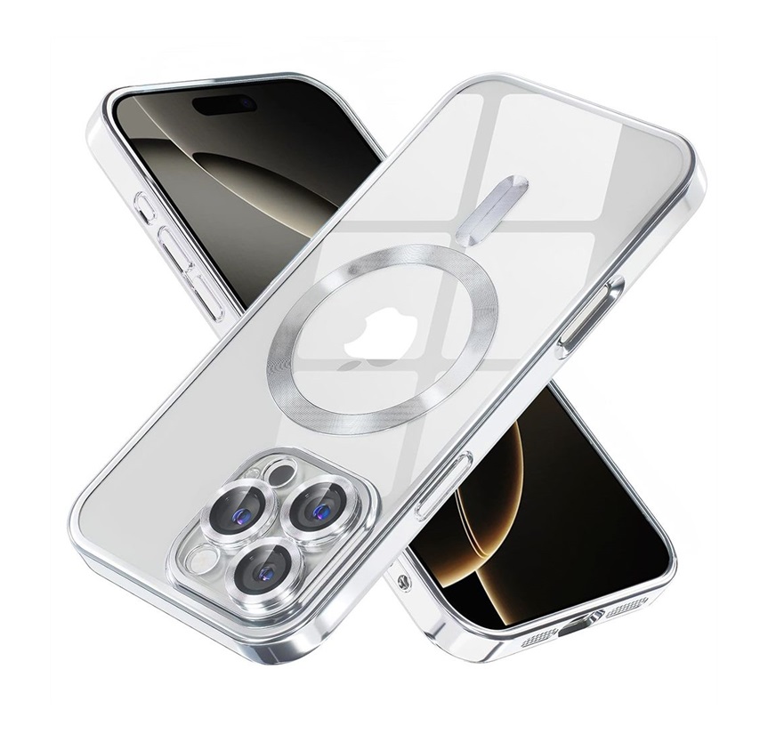 Zadní kryt Techsuit Luxury Crystal MagSafe na mobil iPhone 16 Pro stříbrný