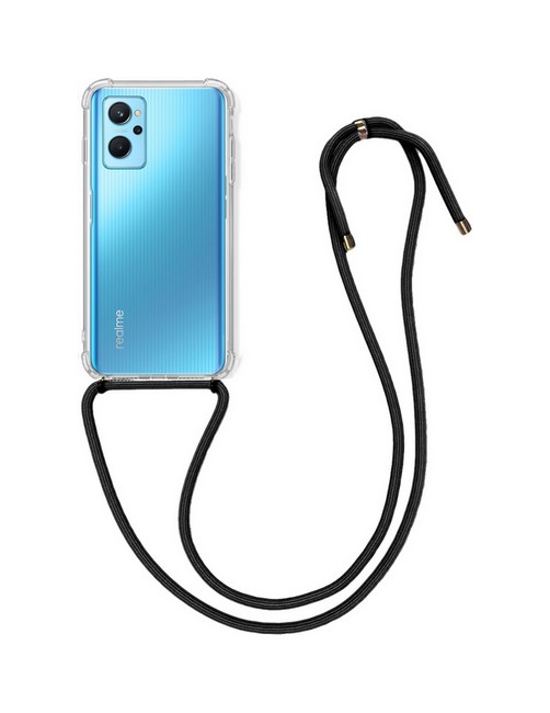 Zadní silikonový kryt TopQ na mobil Realme 9i s černou šňůrkou průhledný
