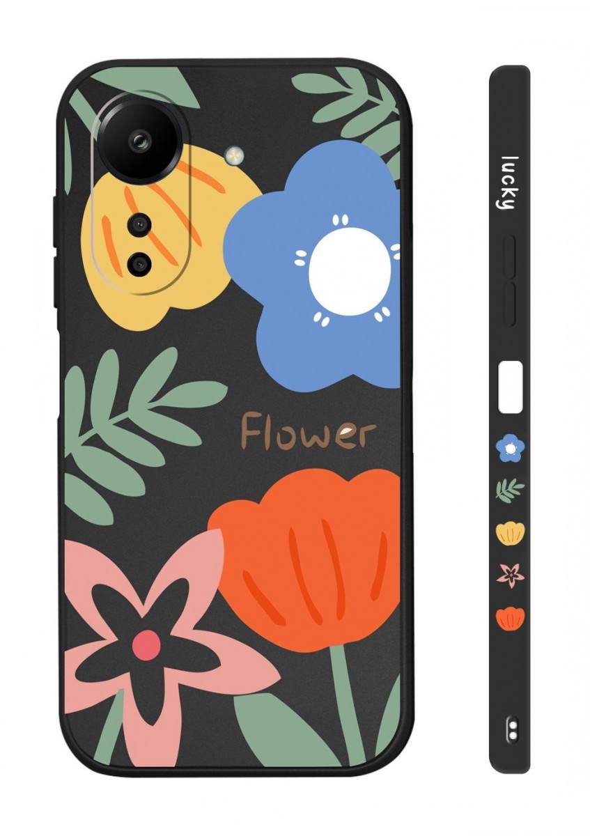 Zadní kryt TopQ Design na mobil Xiaomi Redmi 13C Malované květy černý