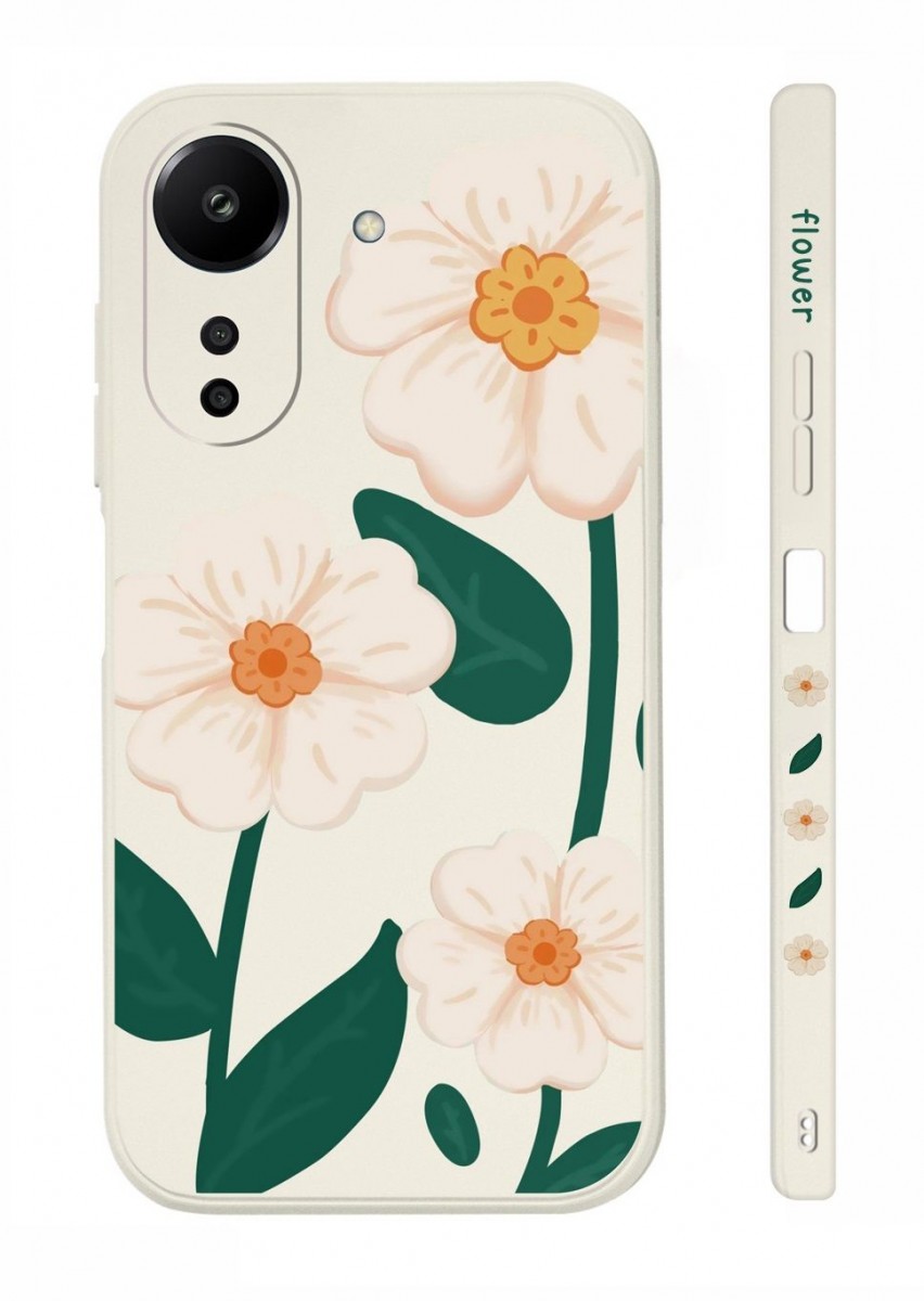 Zadní kryt TopQ Design na mobil Xiaomi Redmi 13C Bílé květy