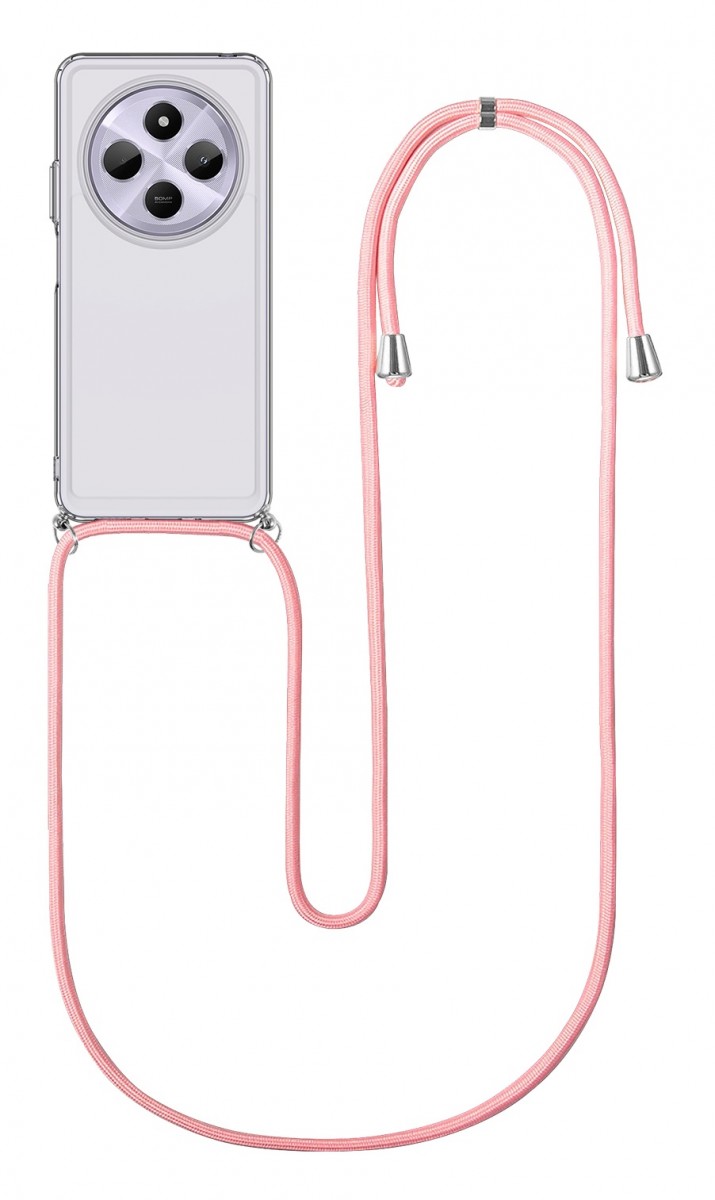 Zadní kryt TopQ na mobil Xiaomi Redmi 14C s růžovou šňůrkou průhledný