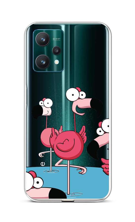 Zadní silikonový kryt TopQ na mobil Realme 9 Pro Cartoon Flamingos