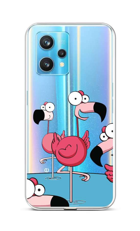 Zadní silikonový kryt TopQ na mobil Realme 9 Pro+ Cartoon Flamingos