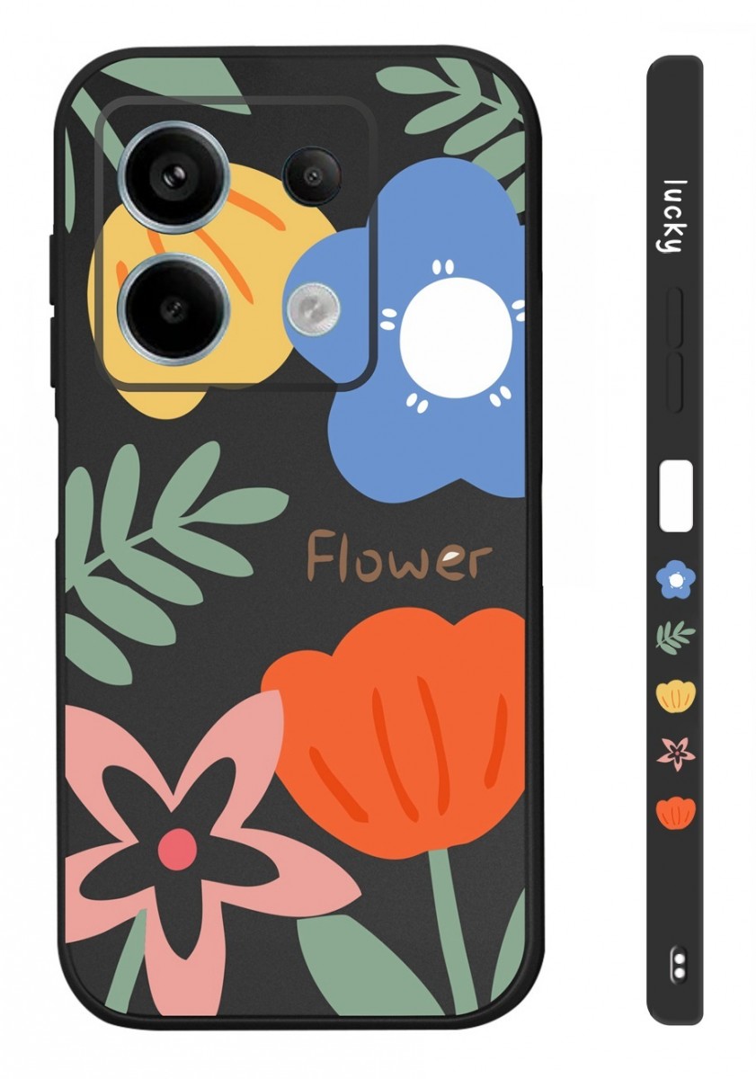 Zadní kryt TopQ Design na mobil Xiaomi Redmi Note 13 Pro 5G Malované květy černý