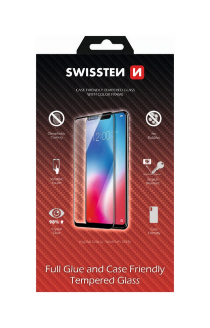 Tvrzené sklo Swissten full glue, color frame, case friendly pro Xiaomi Redmi Note 15 Pro 5G černé