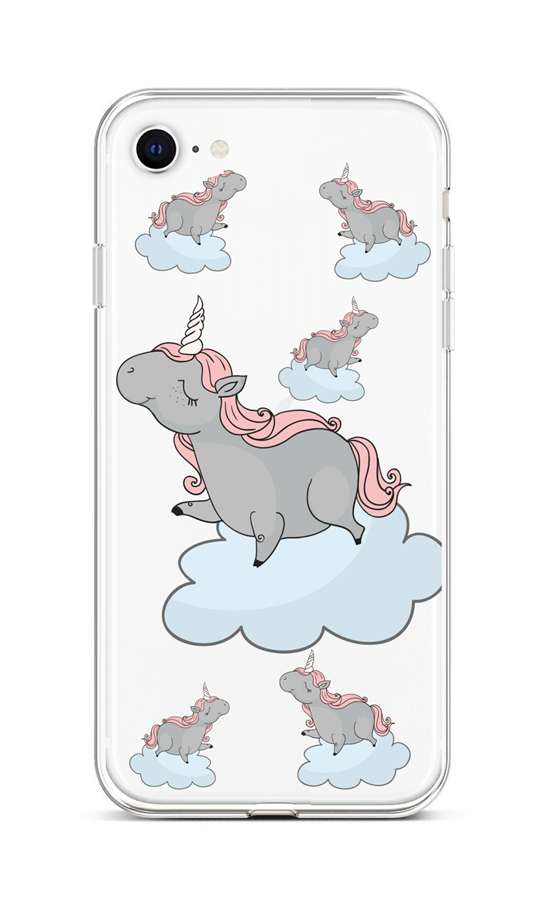 Zadní silikonový kryt TopQ na mobil iPhone SE 2022 Grey Unicorns
