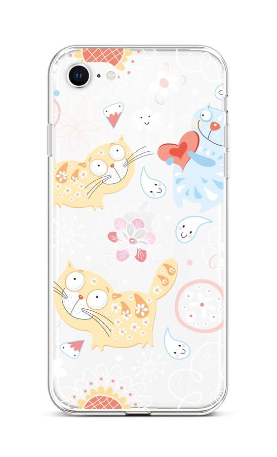 Zadní silikonový kryt TopQ na mobil iPhone SE 2022 Happy Cats