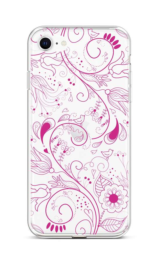 Zadní silikonový kryt TopQ na mobil iPhone SE 2022 Pink Ornament