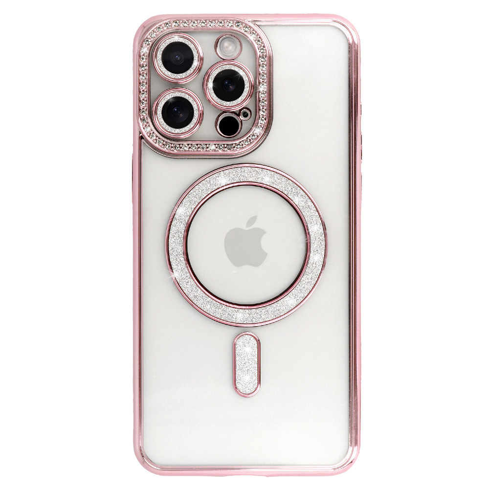 Zadní kryt Bling Magsafe pro iPhone 16 Pro růžový