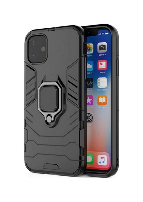 Ultra odolný zadní kryt TopQ na iPhone 14 černý s prstenem