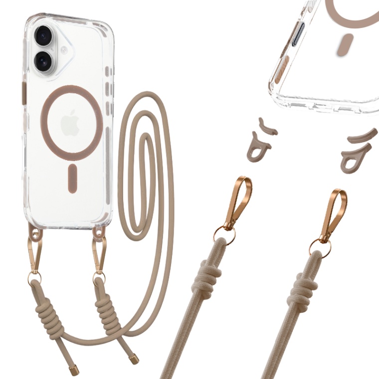 Zadní kryt Tel Protect Strap Clear pro iPhone 17 gold