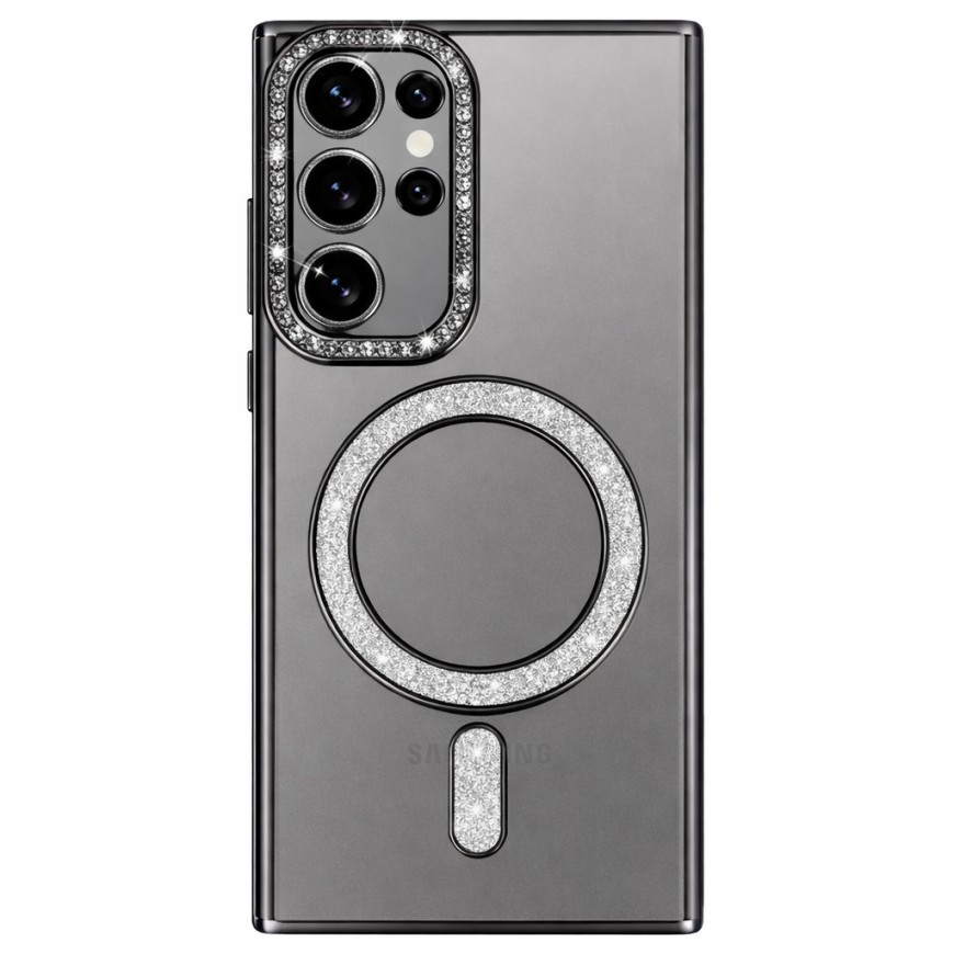 Zadní kryt Bling Magsafe pro Samsung Galaxy S25 Ultra černý