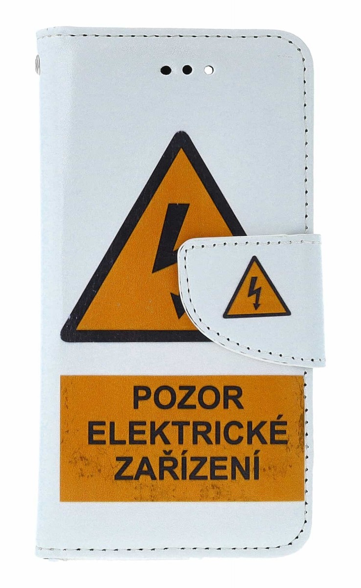 Knížkové pouzdro TopQ na mobil iPhone SE 2022 Pozor elektrické zařízení
