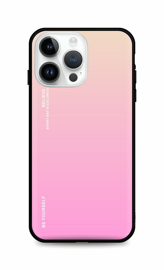 Zadní pevný kryt TopQ LUXURY na mobil iPhone 14 Pro Max duhový meruňkový