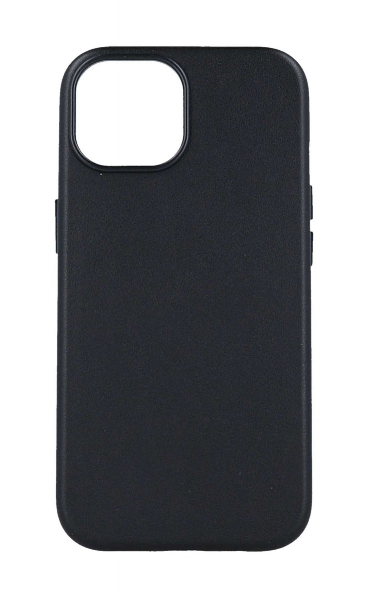 Zadní pevný kryt TopQ Leather na mobil iPhone 15 s MagSafe černý
