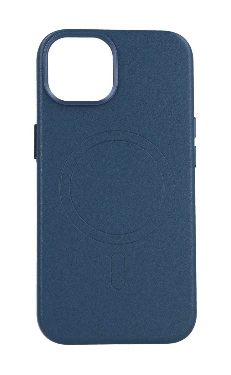 Zadní pevný kryt TopQ Leather MagSafe na mobil iPhone 14 modrý