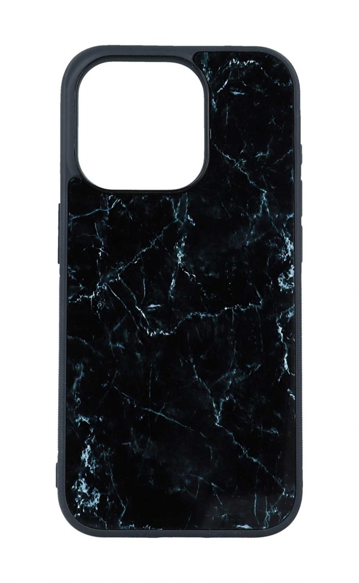 Zadní pevný kryt TopQ Marble na mobil iPhone 15 Pro Max Smoky Black