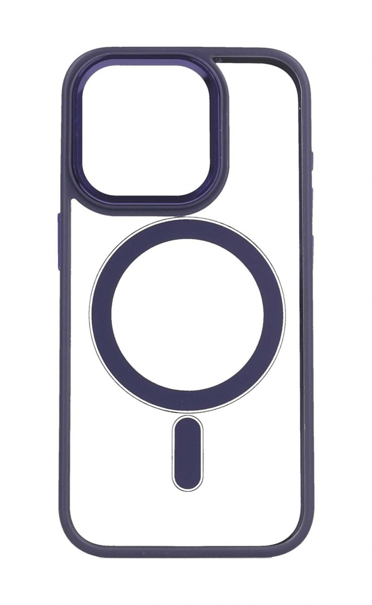 Zadní pevný kryt TopQ Magnetic na mobil iPhone 15 Pro s fialovým rámečkem