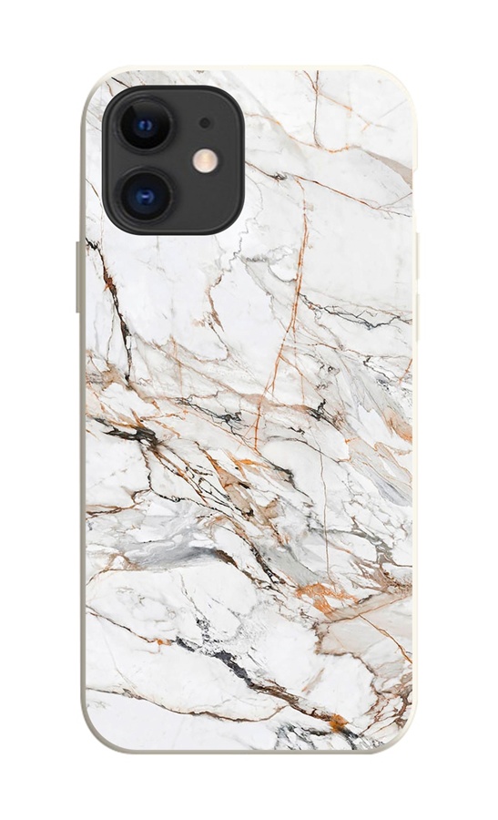Zadní kryt TopQ na mobil iPhone 11 Mramor bílo-oranžový