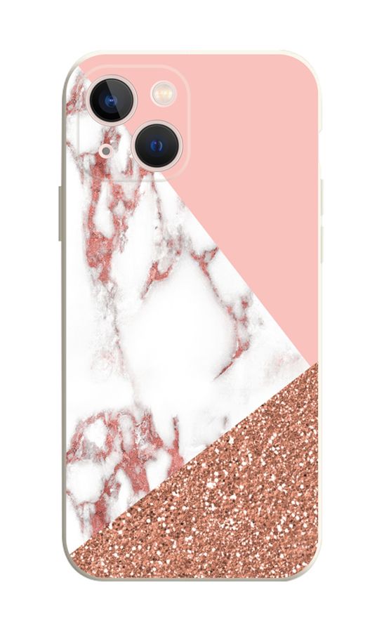 Zadní kryt TopQ na mobil iPhone 13 Mramor růžový glitter