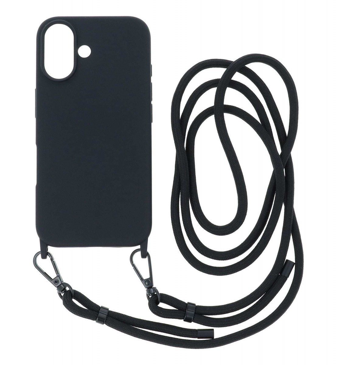 Zadní kryt TopQ na mobil iPhone 16 černý se šňůrkou
