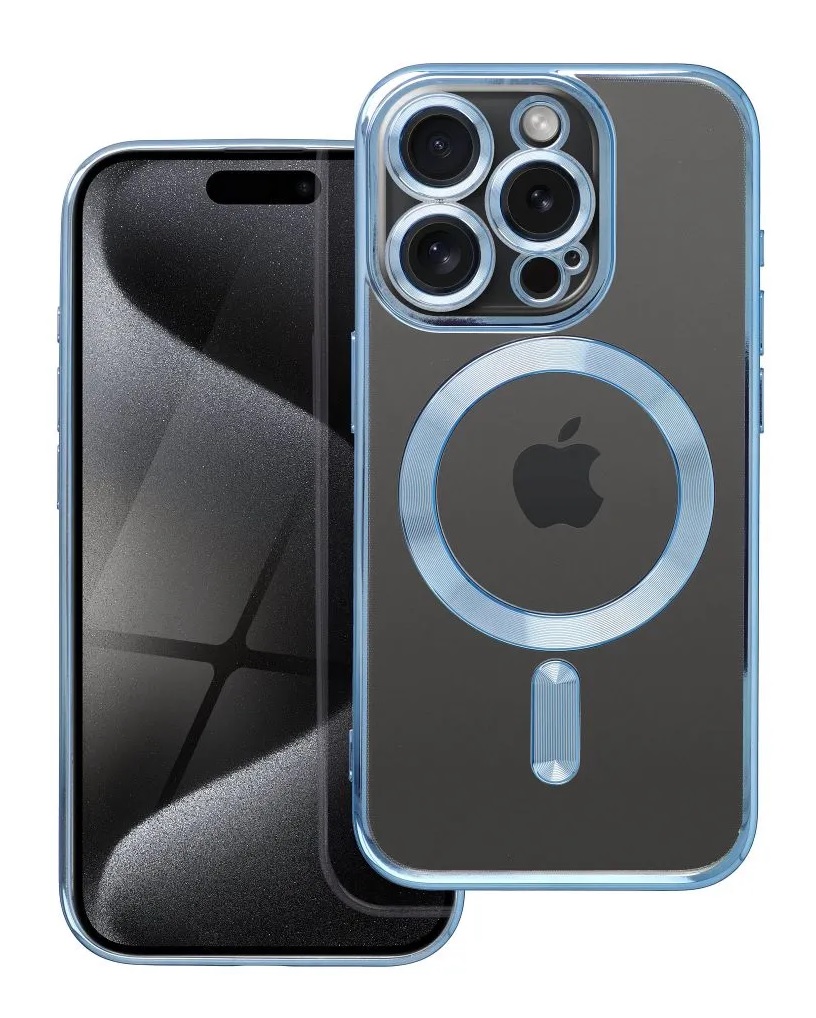 Zadní kryt TopQ Electro na mobil iPhone 15 Pro MagSafe s modrým rámečkem