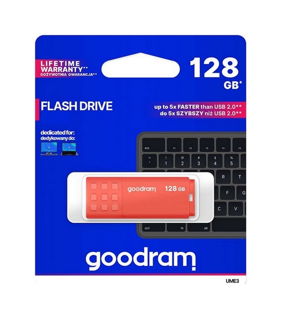 Flash disk značky GOODRAM UME3 128GB USB 3.0 oranžový