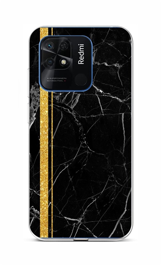 Zadní kryt STYLE TopQ na mobil Xiaomi Redmi 10C Mramor černo-zlatý