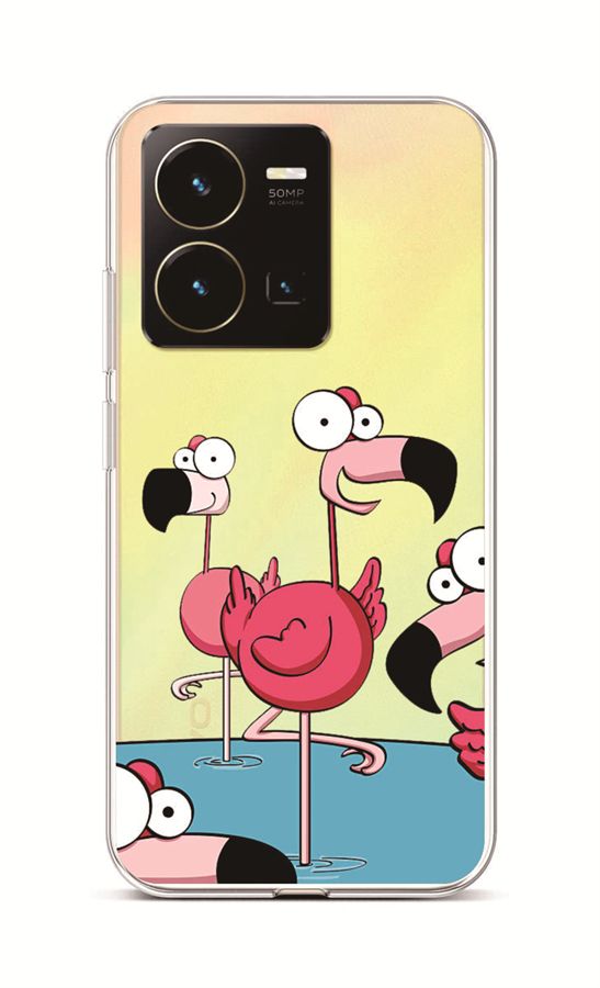 Zadní kryt TopQ na mobil Vivo Y35 Cartoon Flamingos