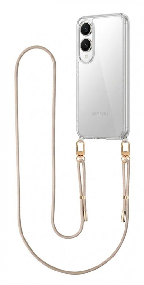Zadní kryt TopQ Esthetique na mobil Samsung S25 Edge s béžovou šňůrkou průhledný