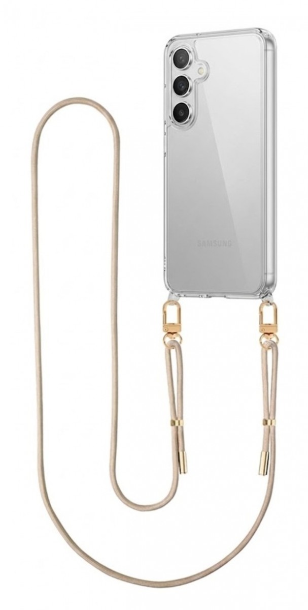 Zadní kryt TopQ Esthetique na mobil Samsung S25 FE s béžovou šňůrkou průhledný