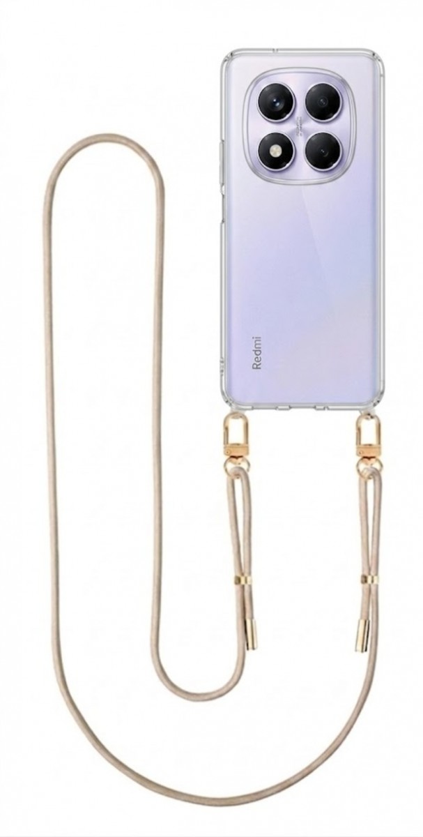 Zadní kryt TopQ Esthetique na mobil Xiaomi Redmi Note 14 Pro s béžovou šňůrkou průhledný