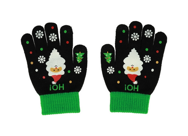 Dětské dotykové rukavice TopQ pro mobilní telefon Santa Claus černé