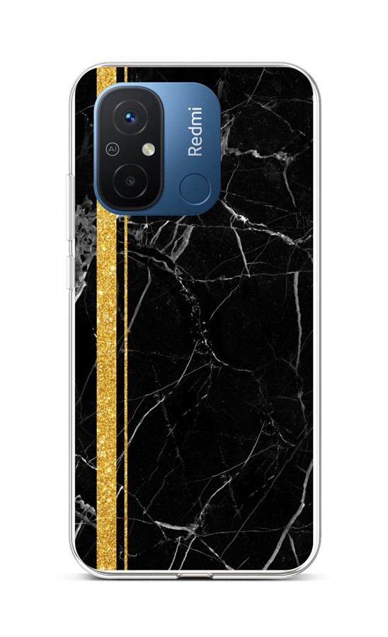 Zadní kryt TopQ STYLE na mobil Xiaomi Redmi 12C Mramor černo-zlatý