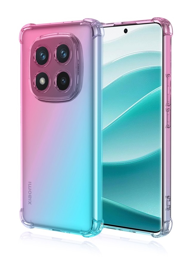 Zadní kryt TopQ na mobil Xiaomi Redmi Note 14 Pro 5G Shock duhový mentolovo-růžový