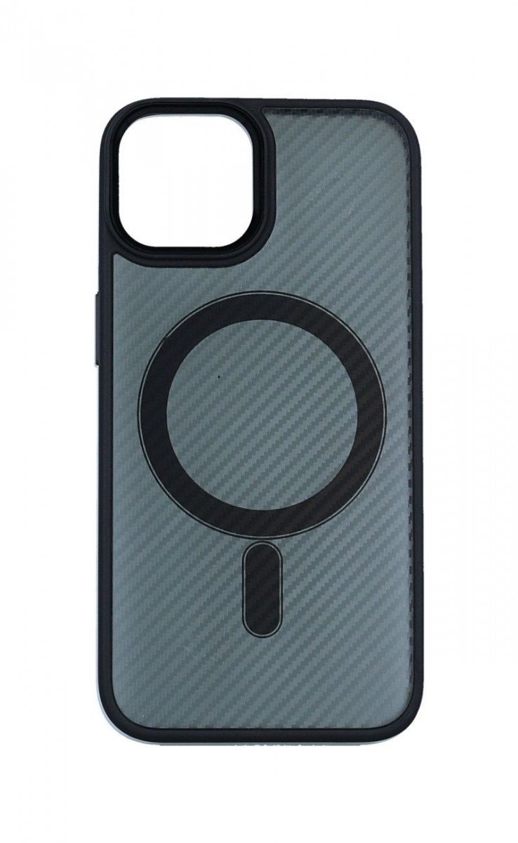 Zadní pevný kryt TopQ Magnetic Carbon na mobil iPhone 14 tmavý