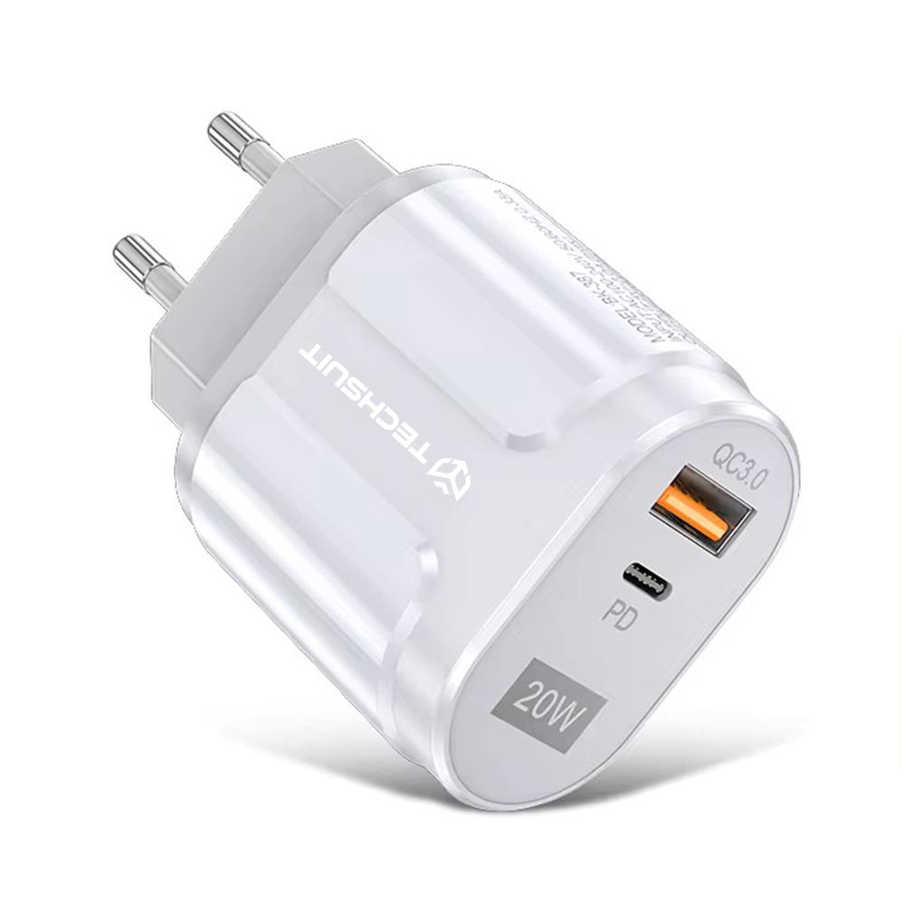 Adaptér Techsuit 20W s funkcí rychlonabíjení bílý