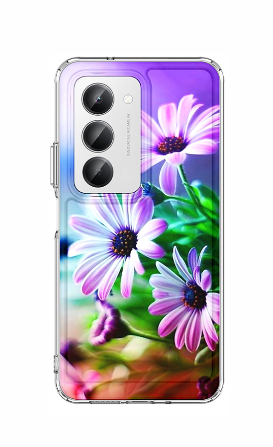 Zadní pevný kryt TopQ Image na mobil Xiaomi Redmi 15 Fialové květy