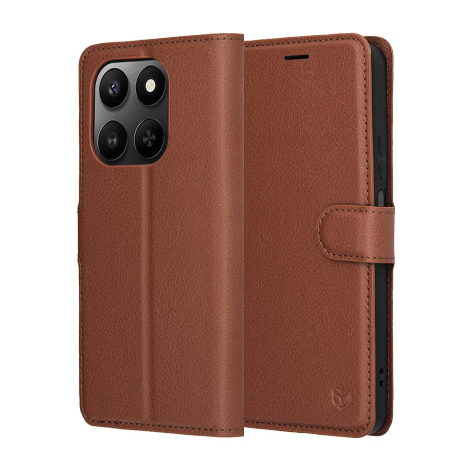 Techsuit - kožené pouzdro - Honor 400 Smart 5G / 400 Smart 4G / X7d 4G - hnědé