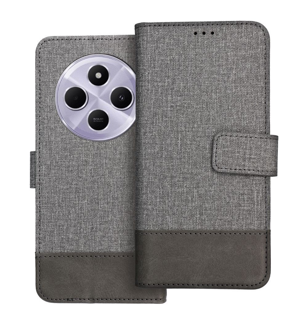 Knížkové pouzdro TopQ GOMMA na mobil Xiaomi Redmi 14C šedé