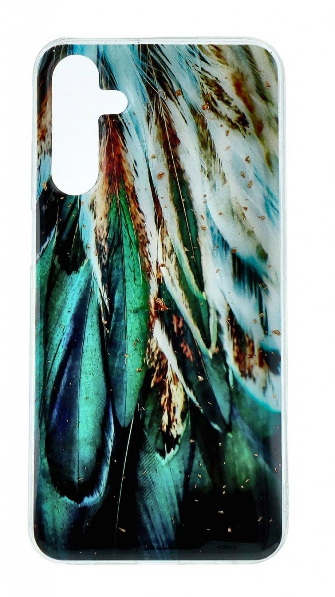 Zadní kryt TopQ Gold Glam na mobil Samsung A15 Feathers