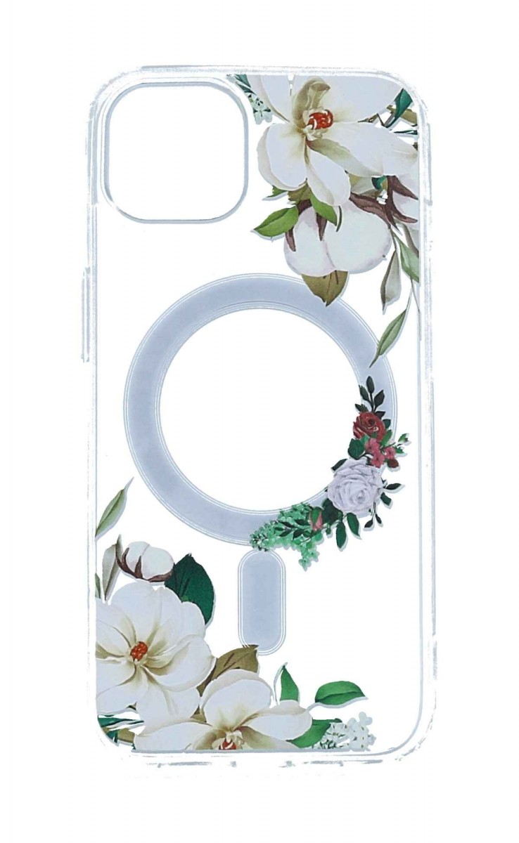 Zadní kryt Tel Protect Flower na mobil iPhone 13 MagSafe s bílými květy