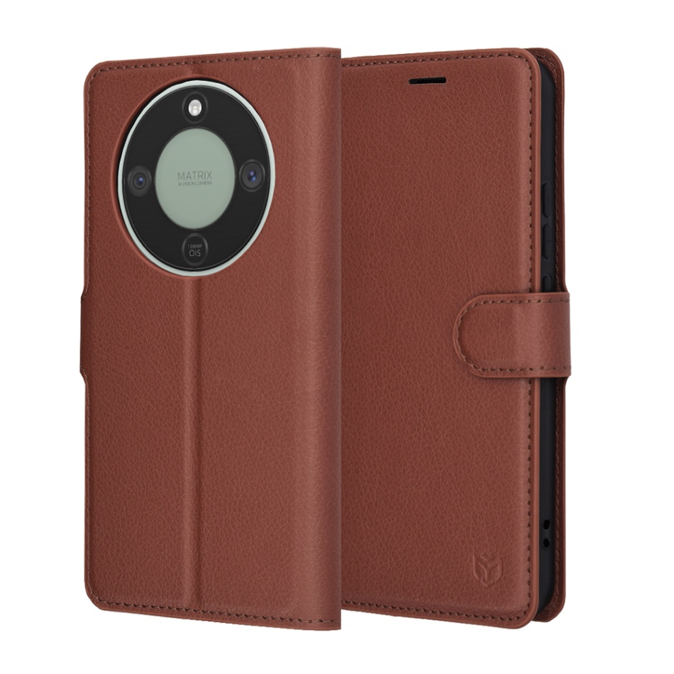 Techsuit – kožené pouzdro Folio – Honor Magic8 Lite – hnědé