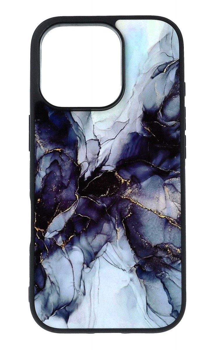 Zadní pevný kryt TopQ Marble na mobil iPhone 16 Pro Smoky Blue