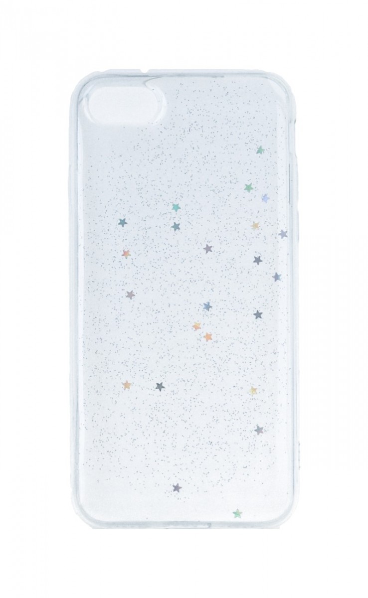 Zadní silikonový kryt na mobil iPhone SE 2020 Glitter Star průhledný